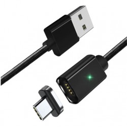Magnetický kabel ESSAGER + koncovka USB-C, délka 2M černý
