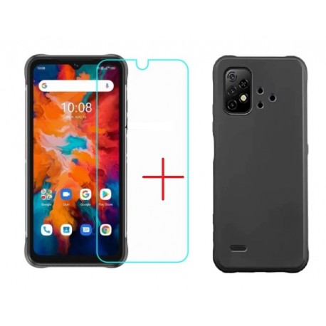 Tvrzené sklo 9H + černé gelové pouzdro pro Umidigi Bison X10 Pro