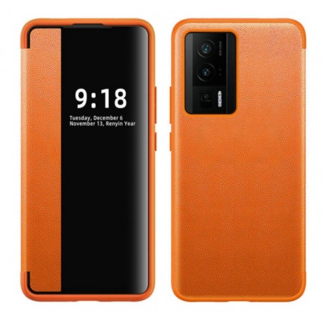 Pouzdro Smart View pro Poco F5 Pro oranžové