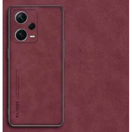 Kožený silikonový kryt pro Xiaomi Redmi Note 12 červený