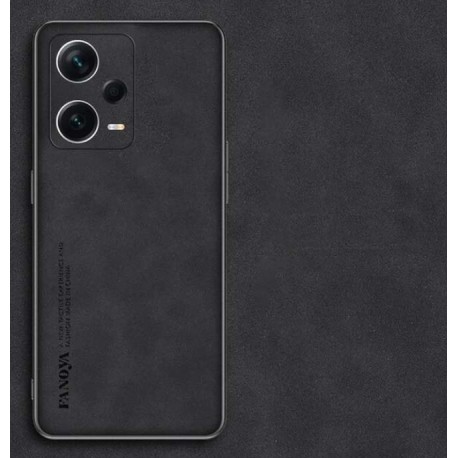 Kožený silikonový kryt pro Xiaomi Redmi Note 12 5G černý