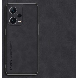 Kožený silikonový kryt pro Xiaomi Redmi Note 12 Pro 5G černý