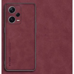 Kožený silikonový kryt pro Xiaomi Redmi Note 12 Pro 5G červený