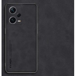 Kožený silikonový kryt pro Xiaomi Redmi Note 12 Pro+ 5G černý