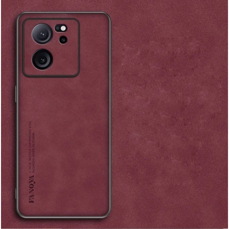 Kožený silikonový kryt pro Xiaomi 12T červený