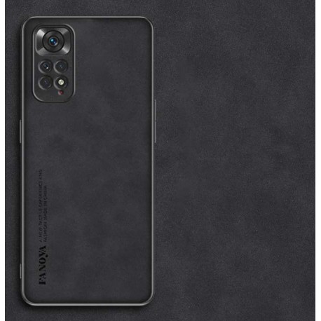 Kožený silikonový kryt pro Xiaomi Redmi Note 11 černý