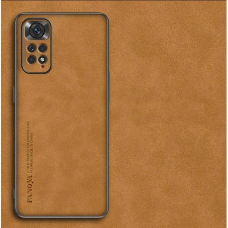 Kožený silikonový kryt pro Xiaomi Redmi Note 11 hnědý