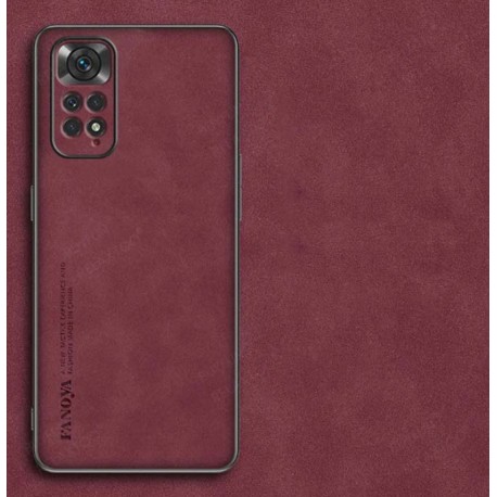 Kožený silikonový kryt pro Xiaomi Redmi Note 11 Pro červený