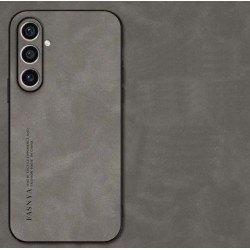 Kožený silikonový kryt pro Samsung Galaxy S22 5G šedý