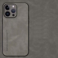 Kožený silikonový kryt pro Apple iPhone 15 šedý