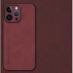 Kožený silikonový kryt pro Apple iPhone 15 červený