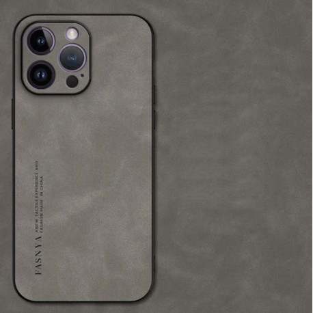 Kožený silikonový kryt pro Apple iPhone 14 Pro Max šedý