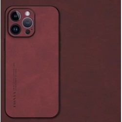 Kožený silikonový kryt pro Apple iPhone 14 Pro Max červený