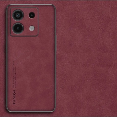 Kožený silikonový kryt pro Xiaomi Redmi Note 13 Pro červený