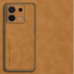 Kožený silikonový kryt pro Xiaomi Redmi Note 13 Pro 5G hnědý