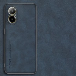 Kožený silikonový kryt pro Realme C67 modrý