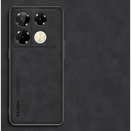 Kožený silikonový kryt pro Infinix Note 40 Pro černý