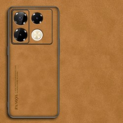 Kožený silikonový kryt pro Infinix Note 40 Pro hnědý