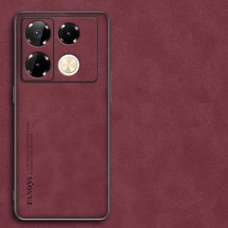 Kožený silikonový kryt pro Infinix Note 40 Pro červený