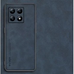 Kožený silikonový kryt pro Xiaomi 14T modrý