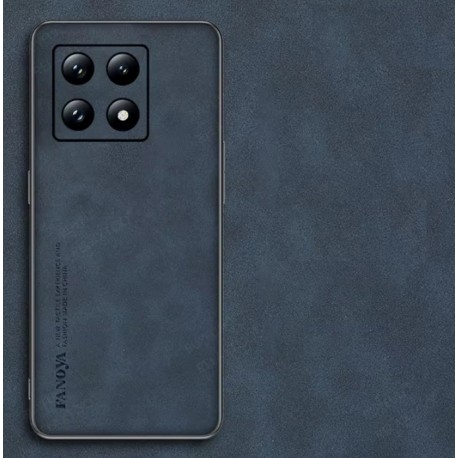 Kožený silikonový kryt pro Xiaomi 14T modrý