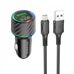 Rychlonabíječka do auta Borofone BZ21A Dual 36W + datový kabel microUSB černá